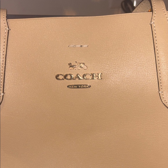 Authentic Coach Beige Leather Tote Bag - Picture 6 of 8